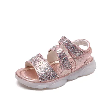 

Girls Sandals Rhinestone Butterfly Latin Dance Kids Shoes Children High Heel Princess Shoes Glitter Leather Party Dress Wedding