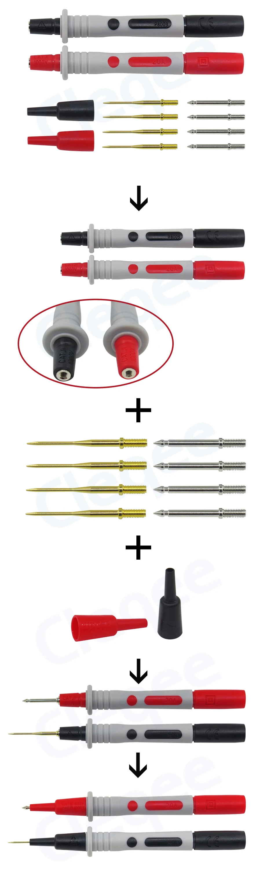 Lot De 12 Stylos De Test Pour Multimètre - Aiguilles Remplaçables 1 Mm Et 2 Mm - Peakelect