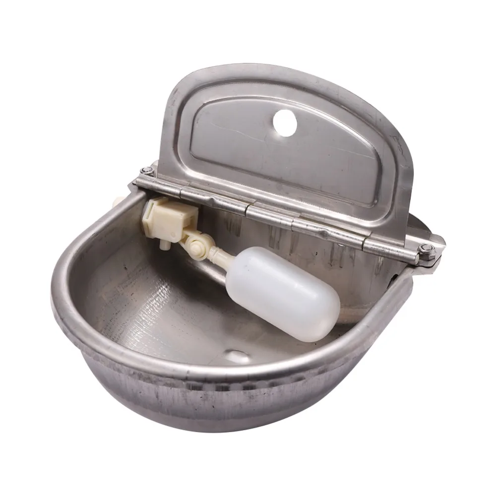 M.Z.A Automatic Stainless Steel Waterer Bowl with 2PCS Float Valve with Drain Plug Water Drinker Trough for Horse Cattle Goat Sheep Dog Water Bowl