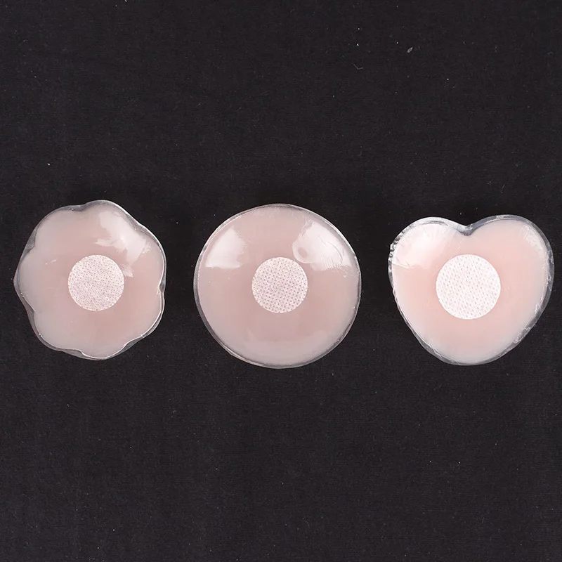 LONKKO 2Pcs 1Pair Silicone Nipple Cover Bra Pad Skin Adhesive Reusable Invisible Breast Petals Round Heart Shape For Party Dress