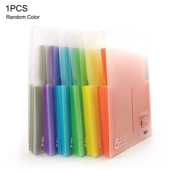 

5 Grids A4 Document Bag Cute Rainbow Color Mini Bill Receipt File Bag Pouch Folder Organizer File Holder Office Supply