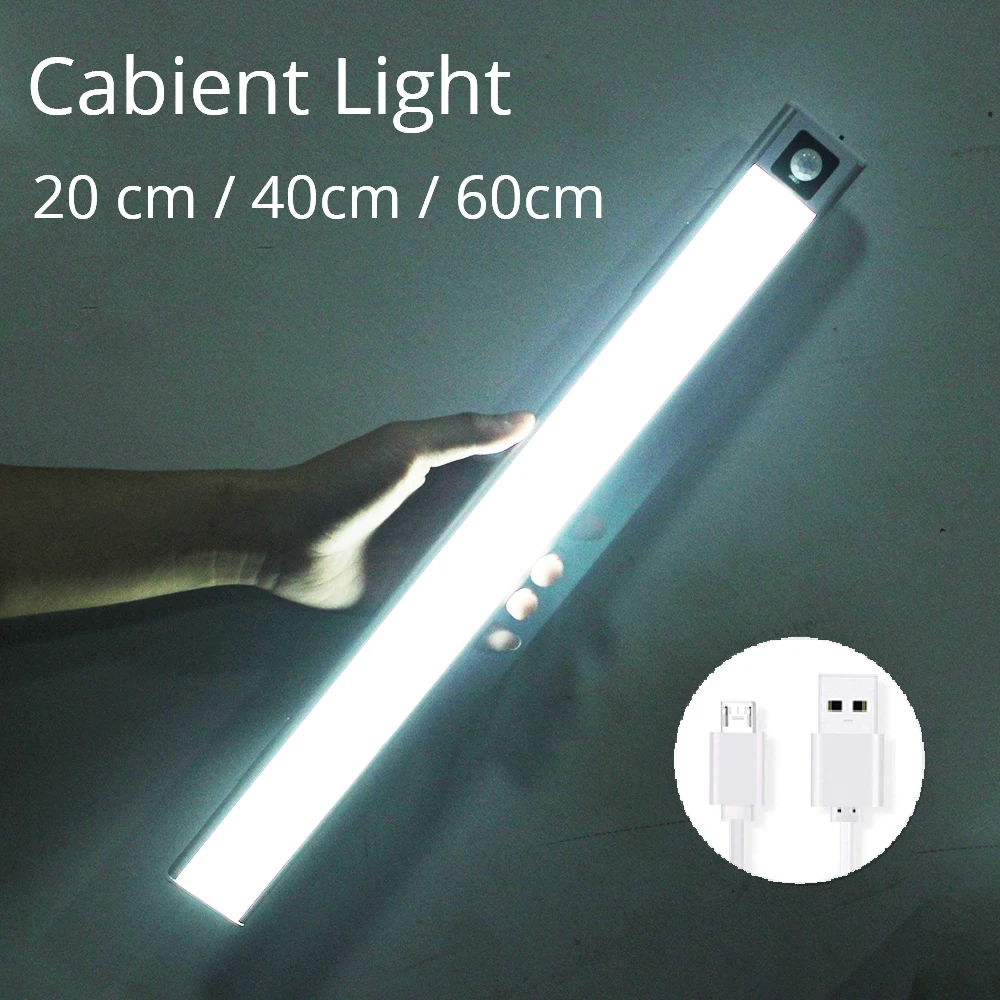 LED PIR Motion Sensor Closet Wardrobe Lamp Under Cabinet Light Thermal Rechargeable Ultra Thin Aluminum Shell Lamp Night Light