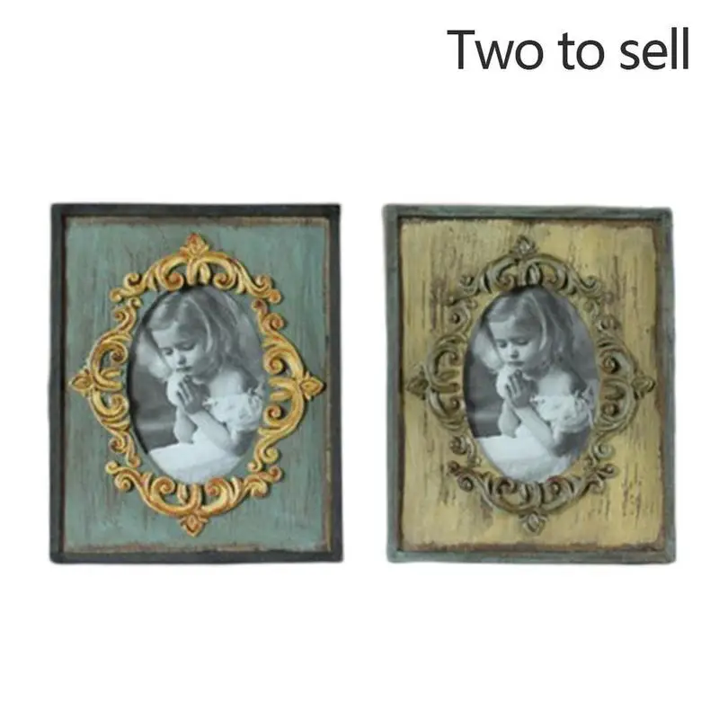 2pcs/set Vintage Wooden Photo Frame European Wall/Tabletop Standing Decoration Valentines Day Gifts Nostalgic Ornament