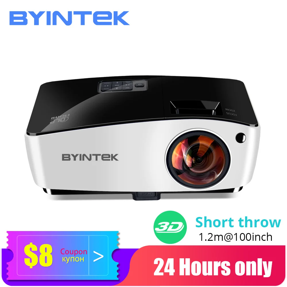 

BYINTEK K5 Short Throw Projector,4000ANSI Full HD 1080P Daylight Video Proyector,DLP 3D Overhead Beamer For Cinema,Education