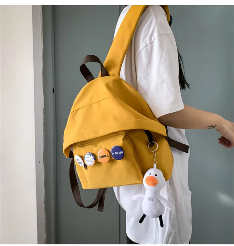 2021 Fashion Small Mini Women's Backpack for Girls School Bag Waterproof Nylon Japanese Casual Yellow Young Girl's Bag Female