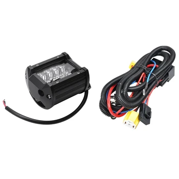 

2Pcs 5 Inch 72 W Bar Fog Lights & 1x LED Headlight Wiring Harness Halogen H4 Graced Quad Booster Brightening Line