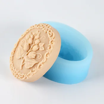 

Handmade Soap Mould Oval with Flower Pattern Resin Molds