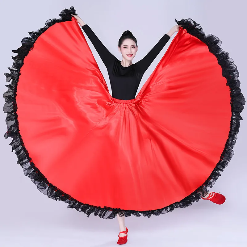 Взрослые женщины леди танец живота костюмы Кружева Испанский бой быков танцевальная юбка открытие танец большие качели юбка представление цыганская одежда