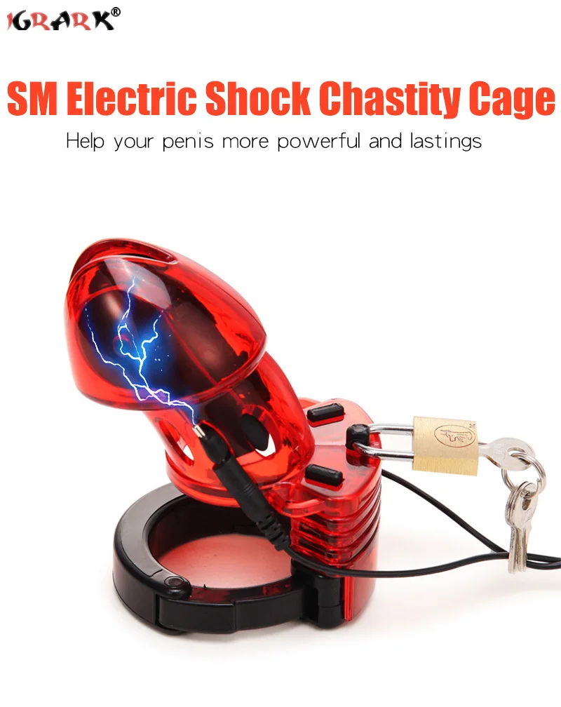 Electric Shock Cock Cage Male Chastity Device Penis Sleeve Adjustable Cuff Ring Erotic Urethral Lock Sex Toys for Men Gay Adults