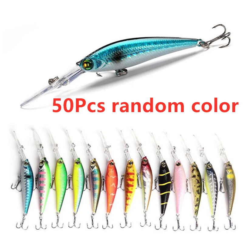 

50Pcs Fishing Lures Shallow Deep Diving Swimbait Fishing Wobble Multi Jointed Hard Baits for Bass Trout Freshwater and Saltwater