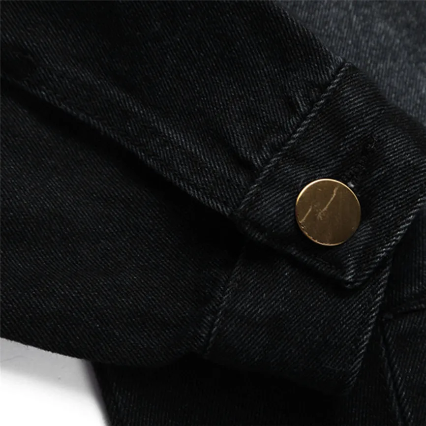 Мужская джинсовая куртка черные мужские куртки и пальто Зимняя брендовая Повседневная джинсовая куртка с длинными рукавами и отложным воротником с буквенным принтом спортивная