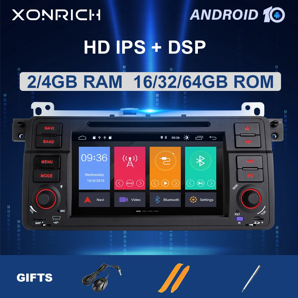 Автомобильный мультимедийный плеер Xonrich 1 Din Android 10 для BMW E46 M3 Rover 75 Coupe 318/320/325/330