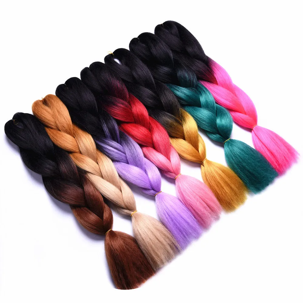Полная звезда Омбре плетеные косички 5 шт./лот синие черные волосы 24 &quot100 г