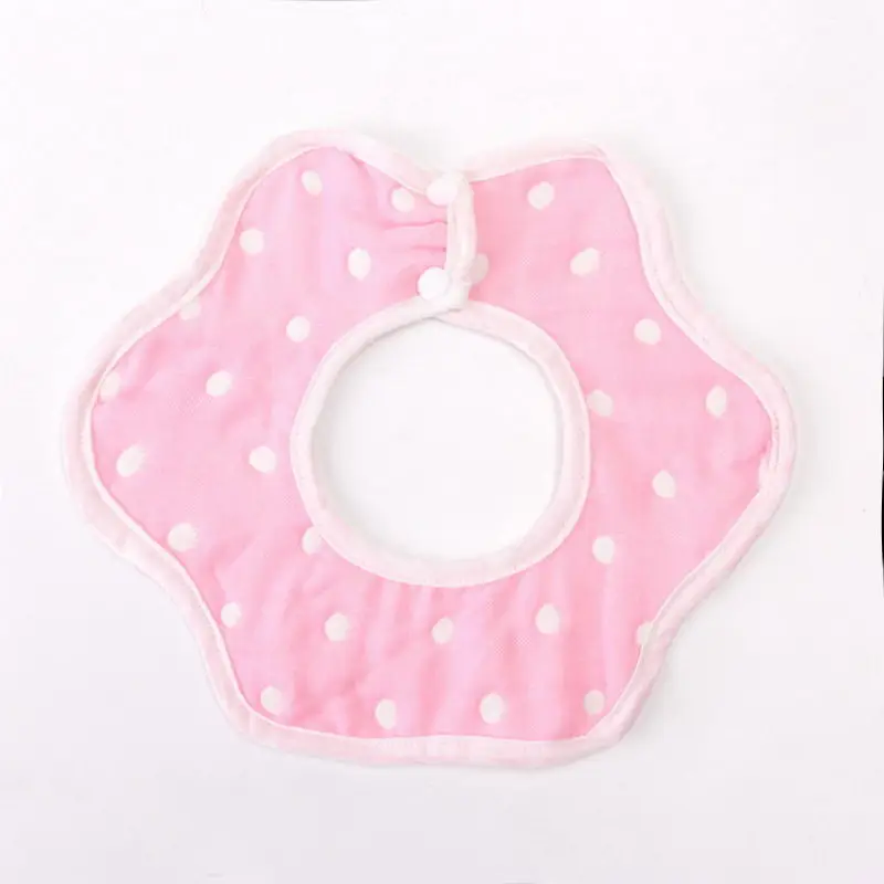 pink dot Горячая Распродажа хлопок водонепроницаемый детский нагрудник полотенце в форме цветка Вращающийся на 360 градусов многофункциональный нагрудник - Цвет: pink dot