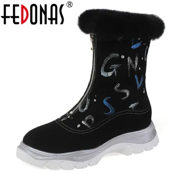 

FEDONAS Newest Women Big Size Winter Warm Women Ankle Boots Platform Boots Casual Office Shoes Woman Front Zipper Short Boots