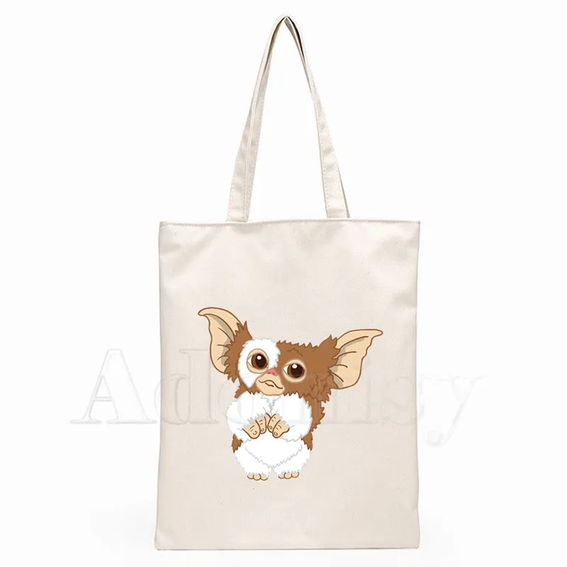 

Gremlins Gizmo Ladies Handbags Cloth Canvas Tote Bag Shopping Travel Women Eco Reusable Shoulder Shopper Bags Bolsas De Tela