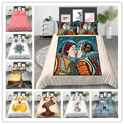 Набор постельного белья в разных стилях с рисунком астронавт пара одеяло из микрофибры чехол с наволочкой 3 шт
