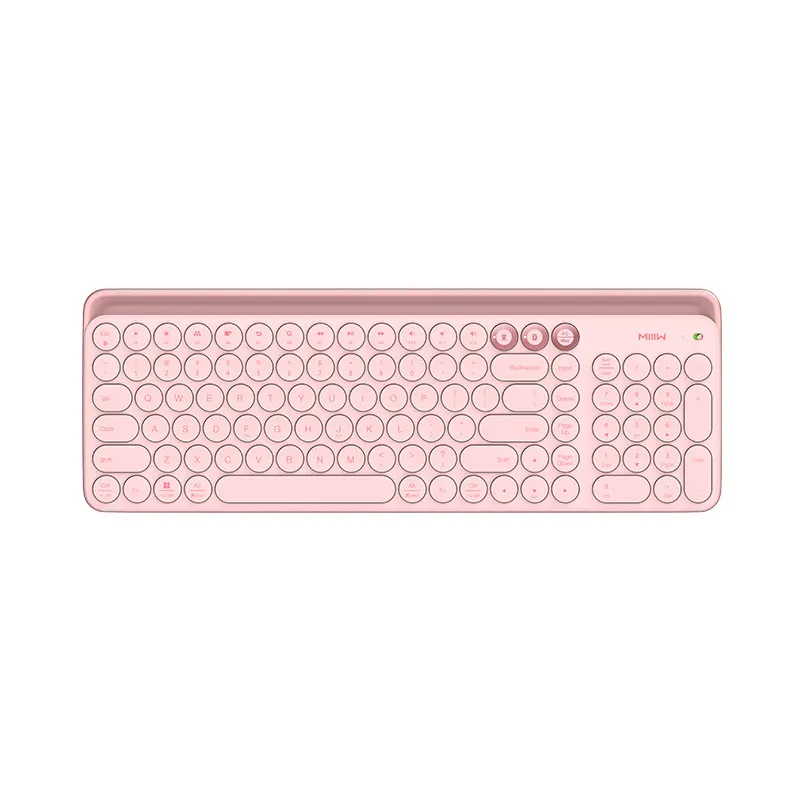 Xiaomi Mijia Youpin Bluetooth Двухрежимная клавиатура цифровой Bluetooth и USB два соединения Один кнопочный переключатель полноразмерный ноутбук - Цвет: Розовый