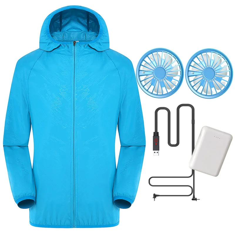

Men Women Sun Protective Coat with 2 Fans Waterproof UV Protection Fast Dry Coat OD889