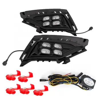 

2Pcs 3-Color Car Daytime Running Light Turn Signal Light LED Fog Lamp for Jetta 2016 2017 2018 Car Styling