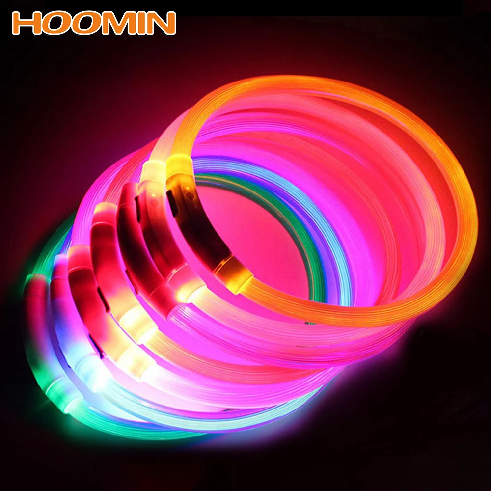 HOOMIN ошейник для собак светодиодный Usb ошейник для собак перезаряжаемый светодиодный светящийся ночной ошейник для собак светящийся
