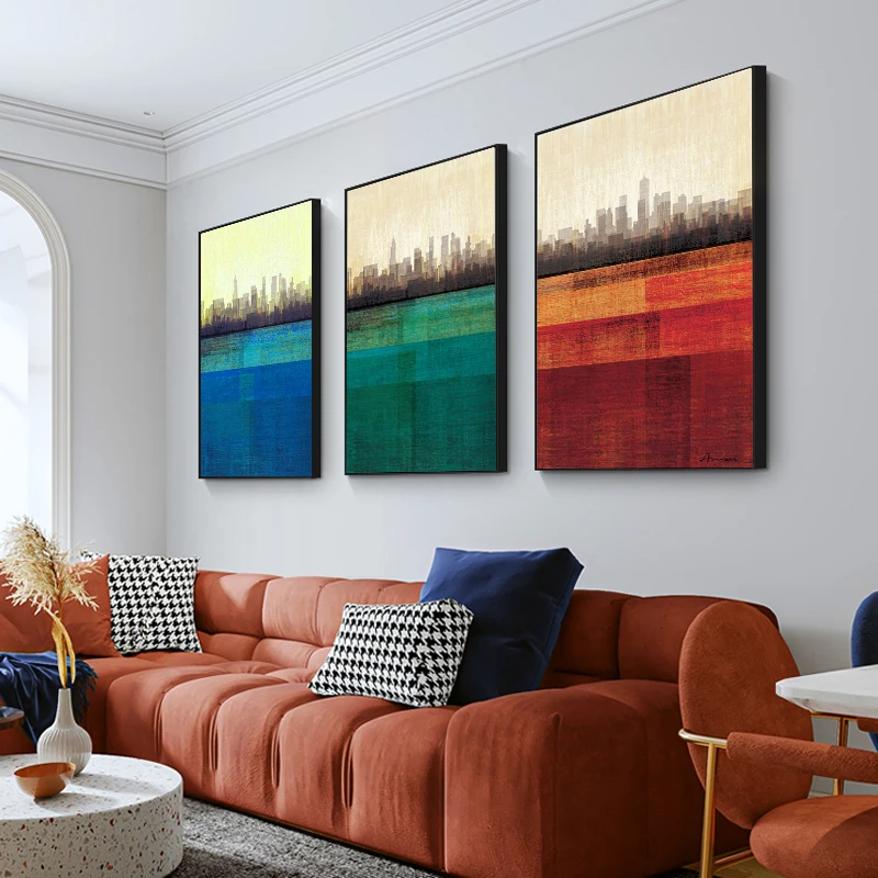 

Abstract Red Green Blue City Canvas Painting Landscape Poster and Prints Wall Art Pictures for Living Room Hotel Home Decor