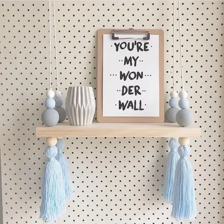 

Nordic Style Bead Colorful Wood Shelves With Tassel Wall Clapboard Decor Children Room Kids Clothing Store Display Stand