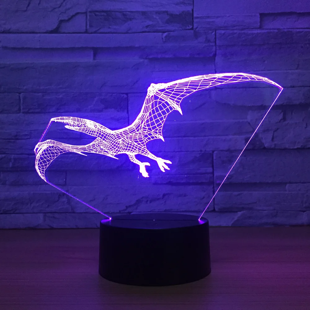Летающий Динозавр Дракон 3D лампа USB СВЕТОДИОДНЫЙ светильник животное Птерозавр