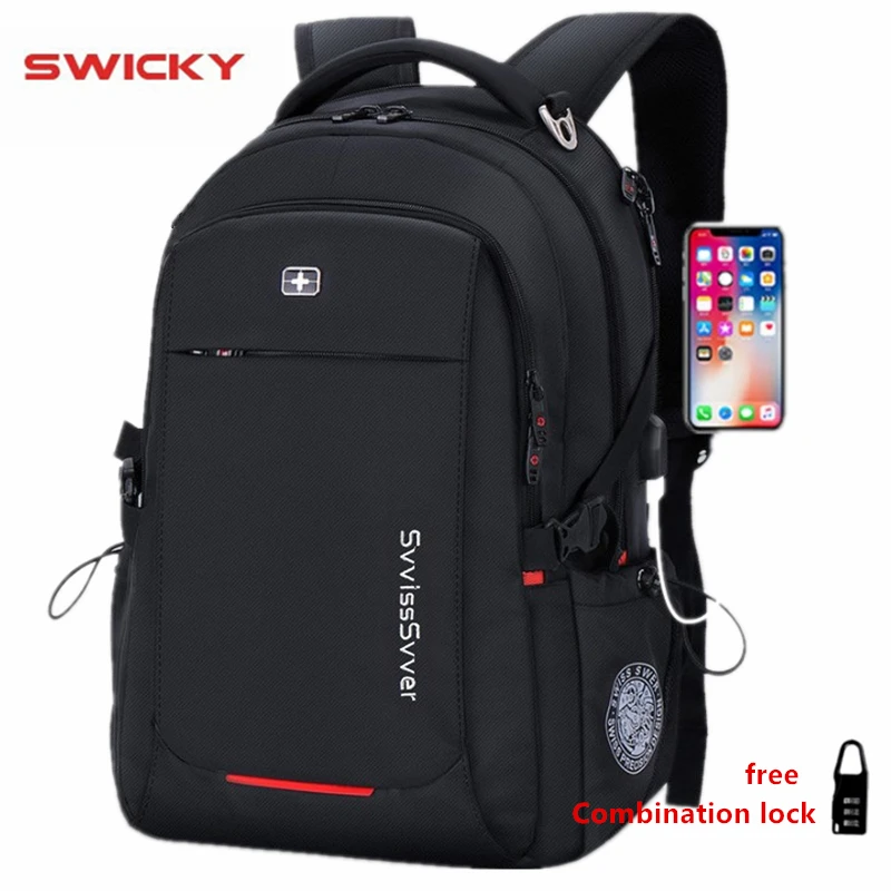 SWICKY мужской многофункциональный USB зарядка Модный Бизнес Повседневный дорожный Противоугонный водонепроницаемый 15,6 дюймовый ноутбук мужской рюкзак
