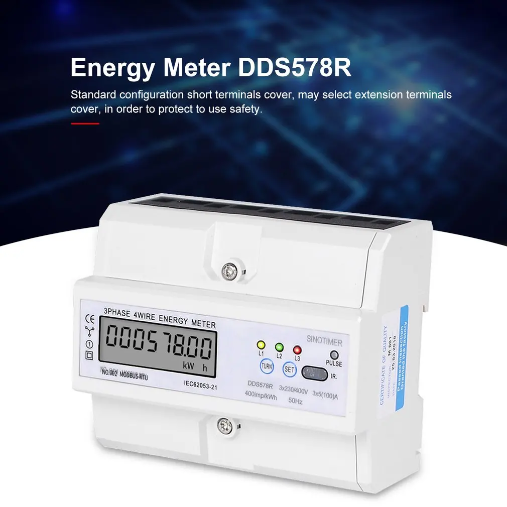 SINOTIMER RS485 Modbus Rtu din-рейка 3 фазы 4 провода ЖК-цифровой ваттметр электронный измеритель энергопотребления 380 В