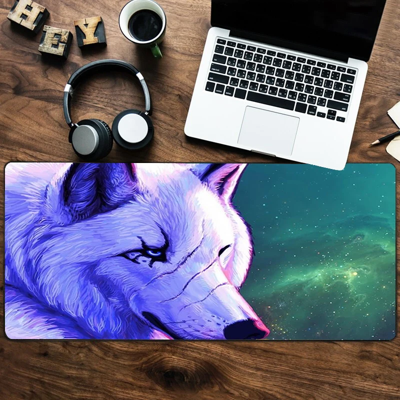 Игровой коврик для мыши wolf 90x40 см игровой разрисованный Настольный однотонный