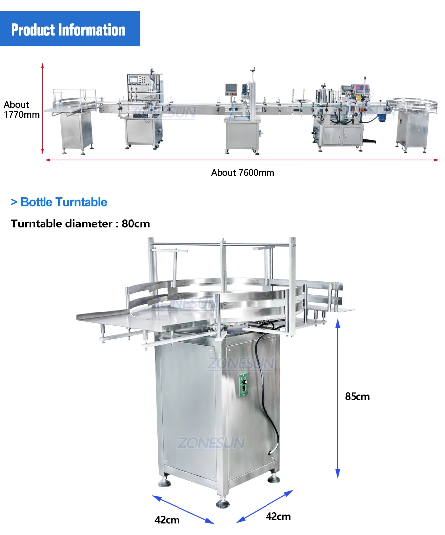 ZONESUN ZS-FAL180P10 Small Bottle Filling Capping And Labeling Machine With Intelligent Inkjet Printer