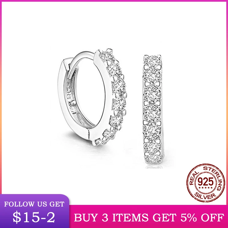 LByzHan-pendiente circular de cristal de Plata de Ley 925 auténtica para mujer, joyería, regalo, boda, fiesta, compromiso, E024, 100%