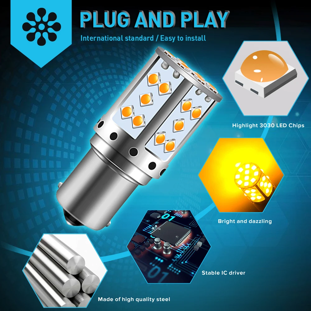 2 шт. Автомобильные светодиодные лампы 35SMD 3030 T20 W21W 1156 BA15S 7440 BAU15S|Сигнальная лампа| |
