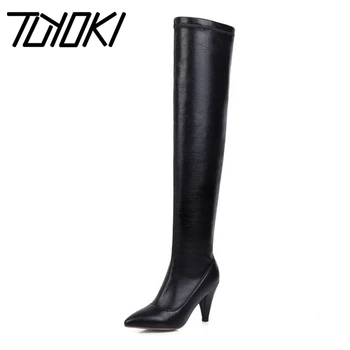 

Tuyoki High Quality Size 34-43 Over The Knee Boots Pointed Toe Slip On Office Lady Winter Shoes Women Party Long Boots Footwear