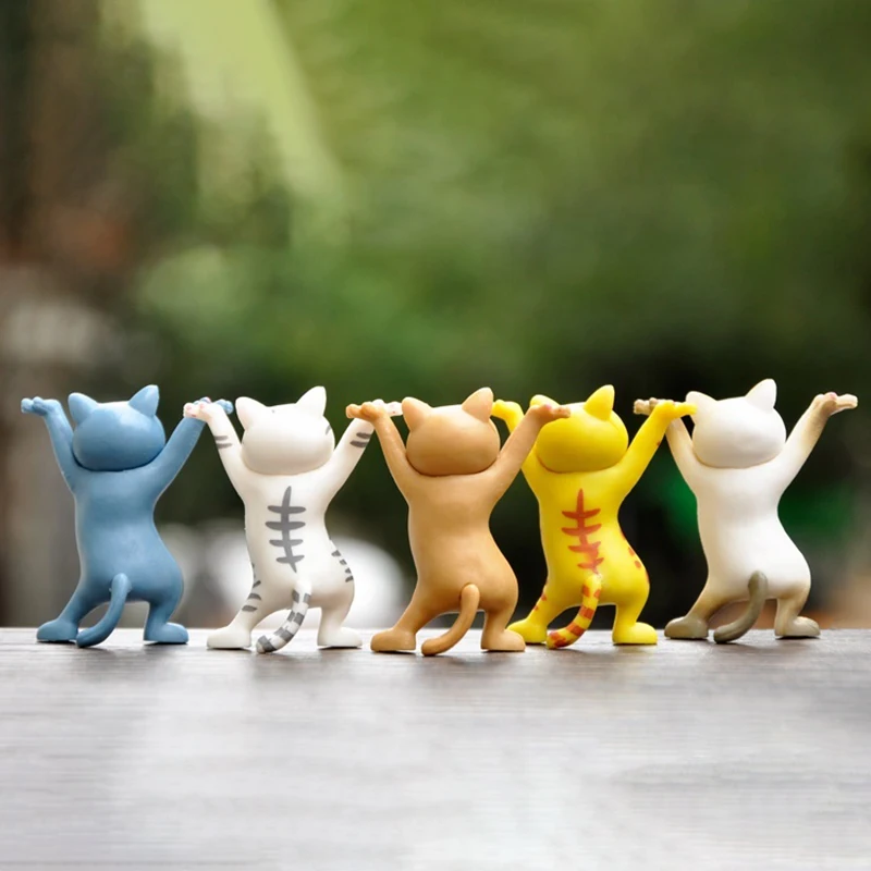 5 Piezas Divertido Gato Portalápices Baile Gato Figura Gato Auriculares Gato Soporte Sin Ataúd