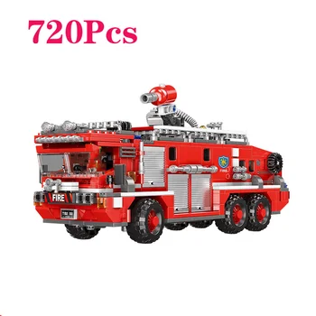 

City fire series Urban engineering fire rescue large capacity fire water tank truck Building Blocks Toys For Children Gifts