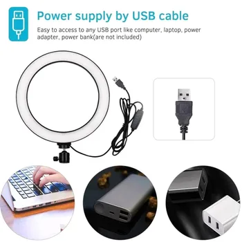 

Dimmble Fill Ring Light With Triopd Ladies Round Practical USB Interface Brightness Adjustable Light Beauty Lamp On-Camera Video