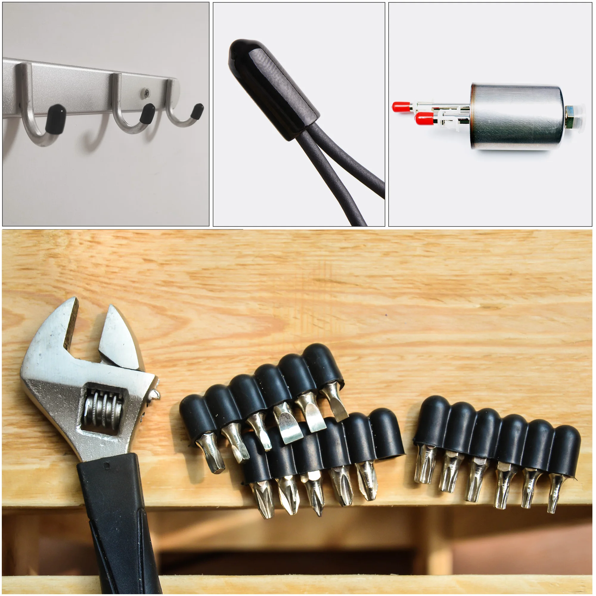 50Pcs Round Rubber End Caps 1/8" 3/16" 1/4" 5/16" 3/8" Vinyl Cover Screw Thread Protectors Assortment Kit Plastic Sleeve rubber end caps