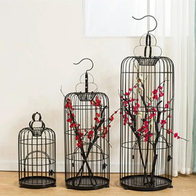 1PCS retro decorative iron bird cage flower bird cage window decoration wedding props decorations