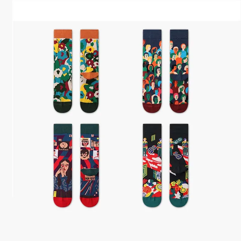 Японские модные жаккардовые носки; сезон осень-зима; Новинка; носки для пар; забавные носки в стиле хип-хоп; Calcetines Hombre Sox