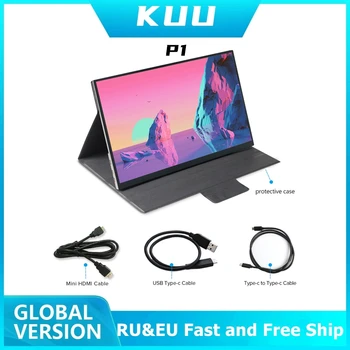

KUU 15 inch Metal Portable Gaming Monitor 1080P HDR IPS Gaming Display USB TYPE C HDMI for Phone Laptop Desktop MAC Switch PSP