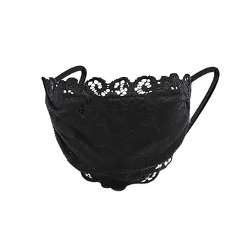 

25# Ladies Black Flower Embroidery Lace Mask Adjustable Washable Reusable Outdoor Mesh Thin Breathable Black Маски Для Лица Защи