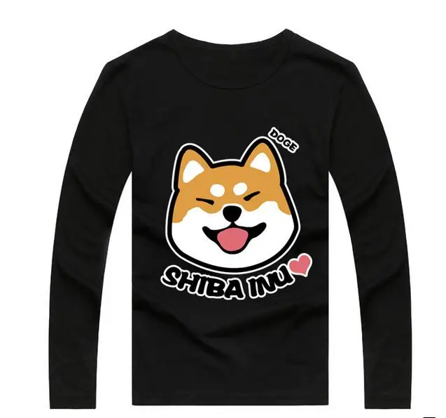 Новая модная футболка Doge, Мужская футболка с рисунком милой собаки, летняя футболка с длинным рукавом