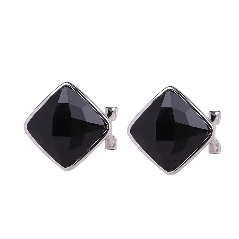 Серьги-гвоздики из стерлингового серебра S925, женские серьги-гвоздики, простые черные серьги из агата с синим песком, драгоценные камни