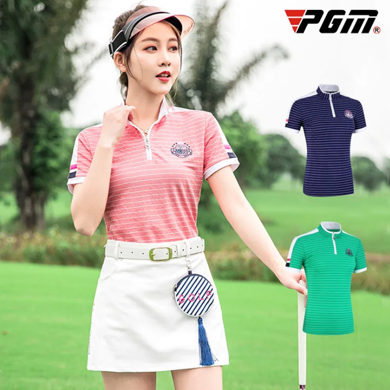 PGM, брендовые для гольфа, костюм для женщин, новая летняя спортивная футболка для гольфа, Женская юбка для гольфа, Модные дышащие женские тонкие рубашки или юбка