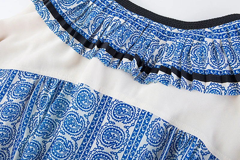 MIAOQING Vintageprintedsummerdressforwomenwitho-necklanternsleevesandhigh-waisteddrawstringrufflesforwomenwith2019fashionupdate