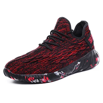 

Knit Upper Men Sneakers Breathable Light Weight Sock Shoes Outdoor Slip On Plus Size Casual Sports Shoes