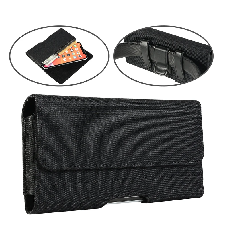 Casual Phone Pouch with Belt Clip Holster – Oxford Cloth Flip Cover