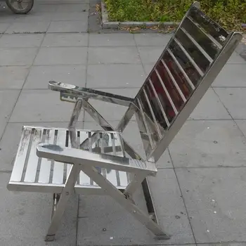 

Lazy lunch break stainless steel recliner folding chair summer office adult nap bed leisure single bed lunch break chair